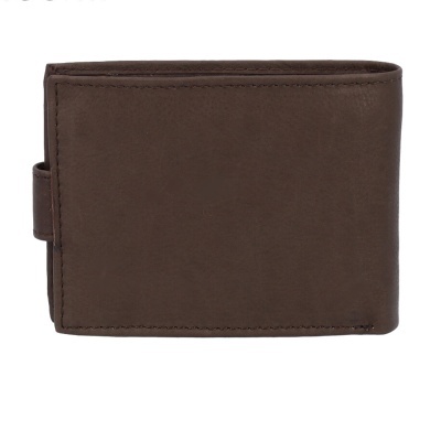 Carteira masculina castanha em pele com costuras visíveis