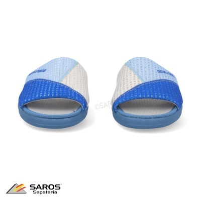 Chinelos de dedo azuis e brancos da Saros Sapataria