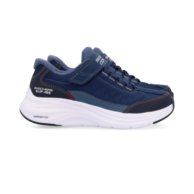Ténis desportivos azuis Skechers Slip-Ins com sola branca e fecho em velcro