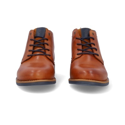 Botas castanhas de pele com atacadores pretos e sola azul