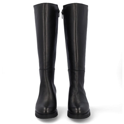 Botas altas pretas de couro com fecho lateral