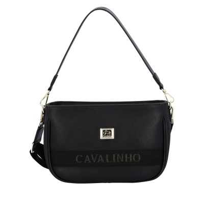 Bolsa preta Cavalinho com alça e detalhes dourados