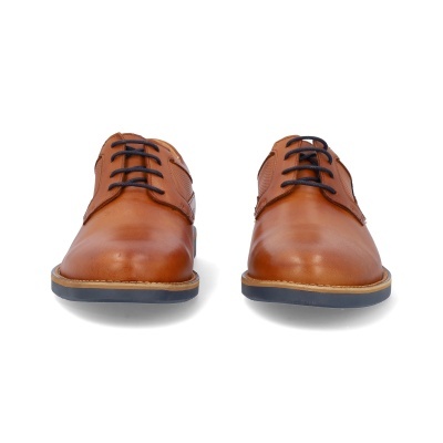 Sapatos oxford castanhos em pele vista frontal