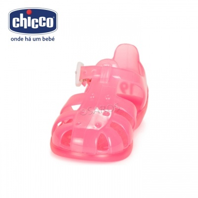 Sandália infantil transparente cor-de-rosa Chicco com fecho de fivela