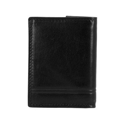 Carteira masculina preta de couro liso