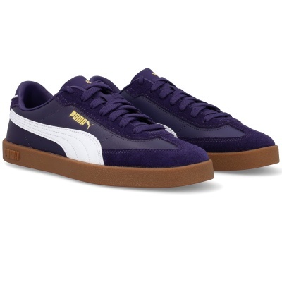 Ténis Puma roxos com risca branca e sola castanha