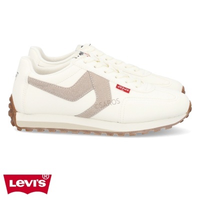 Ténis Levi's creme com detalhes em bege e sola castanha