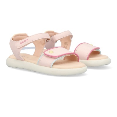 Sandálias cor-de-rosa para criança com sola branca e tiras ajustáveis