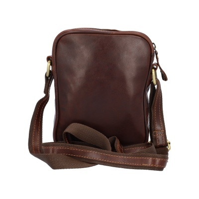 Mala pequena em pele castanha com correia ajustável