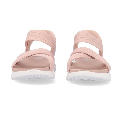 Sandálias cor de rosa com tiras elásticas e sola branca