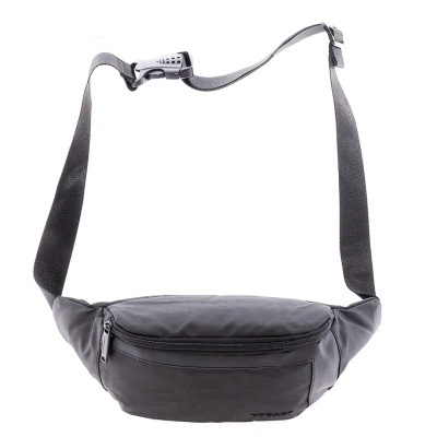 Bolsa tipo cinto cinzenta com alça preta