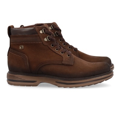 Botas castanhas de couro com atacadores e sola de borracha