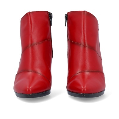 Botas curtas vermelhas com zíper e solado preto