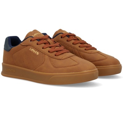 Ténis Levi's castanhos em couro sintético com sola de borracha castanha