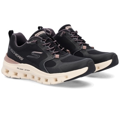 Sapatilhas desportivas Skechers Glide-Step preto e bege com sola perfurada