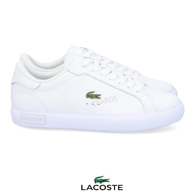 Sapatilhas brancas Lacoste em pele com logo crocodilo verde