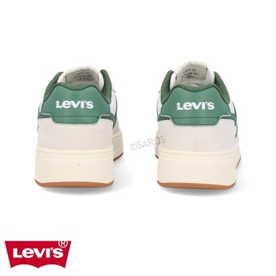 Ténis Levi's branco e verde visto de trás com logo Levi's
