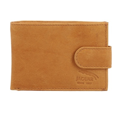Carteira masculina castanha em couro com fecho e gravação JACQUAR