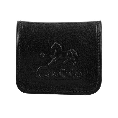 Carteira preta em couro com logótipo Cavalinho em relevo