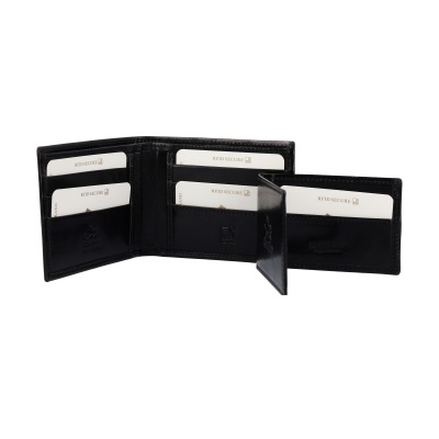 Carteira tripla de pele preta com cartões 'RFID SECURE'