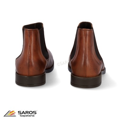 Botas de couro castanho com elástico preto