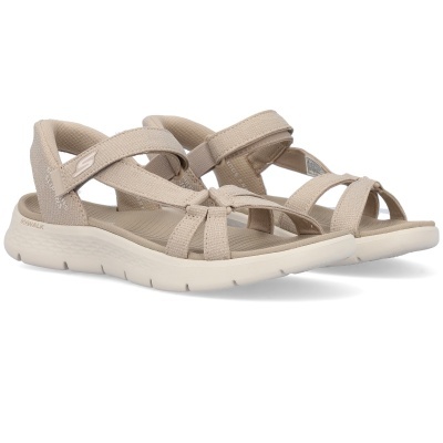 Sandálias desportivas bege com sola branca e tiras ajustáveis