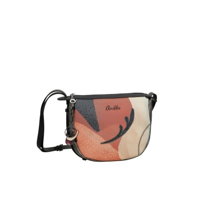 Mala de ombro Anekke com padrão abstrato vermelho, bege e preto