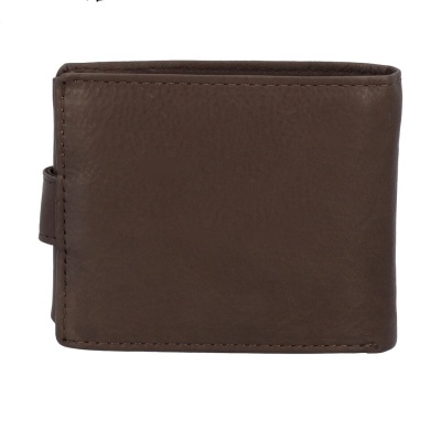 Carteira masculina de couro castanho com fecho lateral