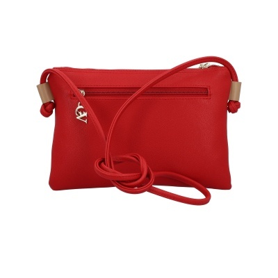 Mala de ombro vermelha com fecho de correr e alça longa