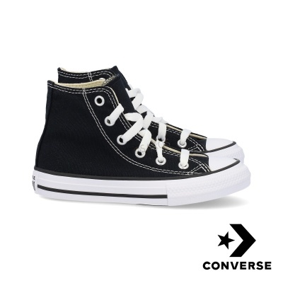 Ténis Converse All Star cano alto pretos com atacadores brancos e sola branca