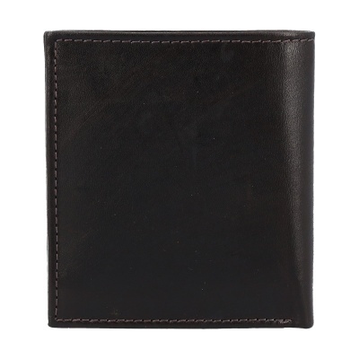 Carteira masculina de couro castanho escuro com costura visível