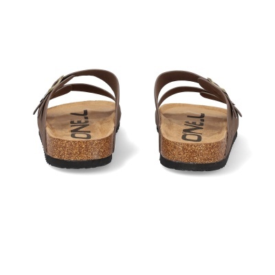 Sandálias castanhas com solado de cortiça e tiras com fivela