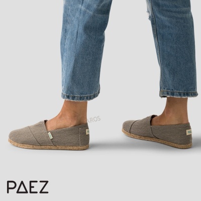 Sapatos Paez unissexo tipo alpercatas bege castanho com sola de cortiça