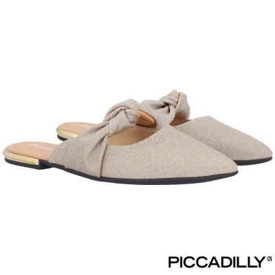 Mules dourados PICCADILLY com nó e sola preta