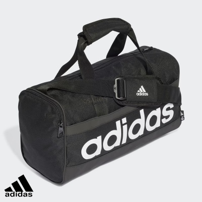 Mala desportiva adidas preta com alças e logo branco