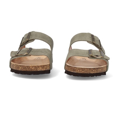 Sandálias castanhas com duas tiras e sola de cortiça