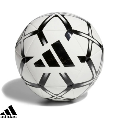 Bola de futebol branca com padrões pretos e logotipo adidas