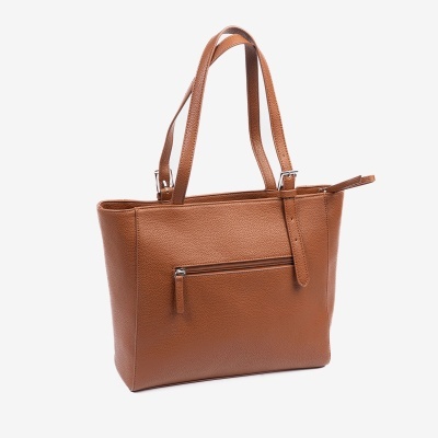 Mala de ombro castanha com bolso frontal e alças duplas