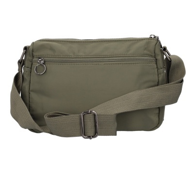 Bolsa tiracolo verde com fechos de correr em metal e alça ajustável