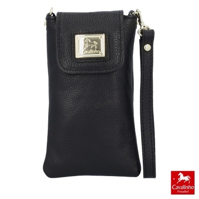 Mala pequena preta em pele com detalhe metálico Cavalinho