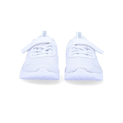 ténis brancos PUMA com tecido em malha, atacadores e tira com velcro