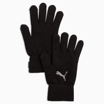 Par de luvas pretas com logótipo Puma cinzento