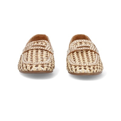 Mocassins trançados bege e castanho