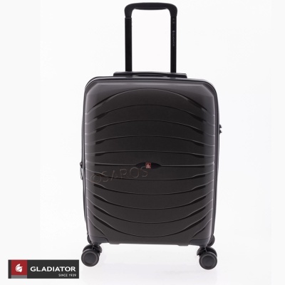 Mala de viagem rígida preta com rodas e pega telescópica