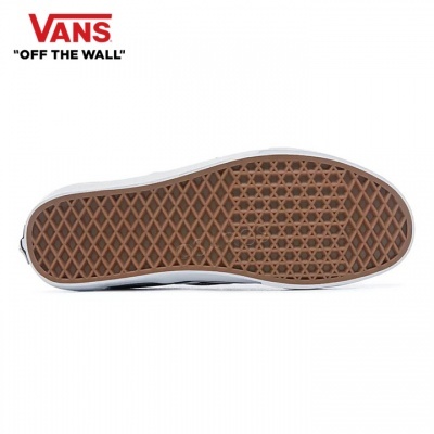 Sola de sapato Vans com padrão em grade castanho e bordas brancas
