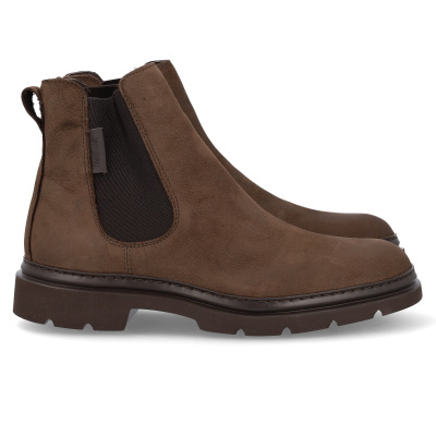 Botas Chelsea castanhas em couro com elásticos pretos