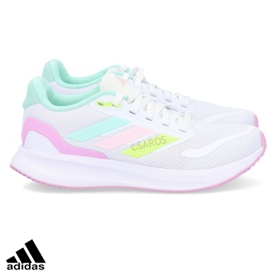 Ténis Adidas femininos brancos com detalhes coloridos