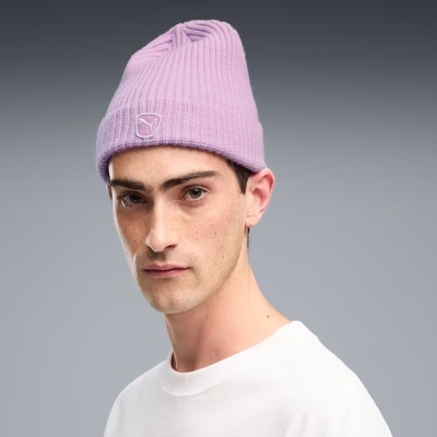 Gorro lilás de malha com logótipo da PUMA na frente