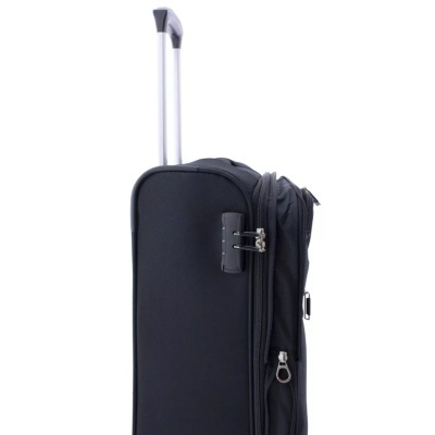 Mala de viagem preta com pega regulável e cadeado na lateral