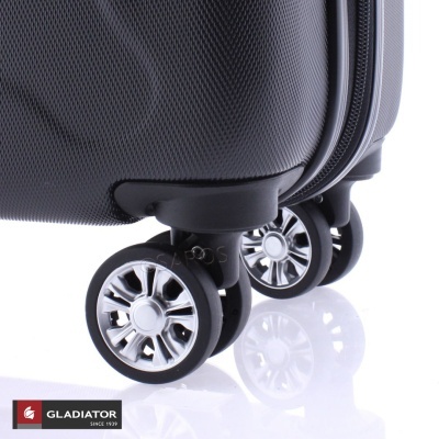 Mala de viagem rígida cinzenta escuro com rodas duplas giratórias